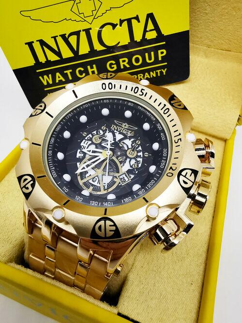 Relógio Masculino Invicta Venon Hybrid Skeleton Dourado/Preto Resistente a água - Com Caixa Premium