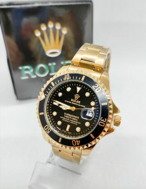 Rolex Submariner X230 Dourado Fundo Preto a prova dagua