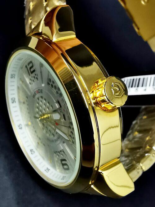 Relógio Masculino Wende Gold Fundo Branco - A Prova D'Água