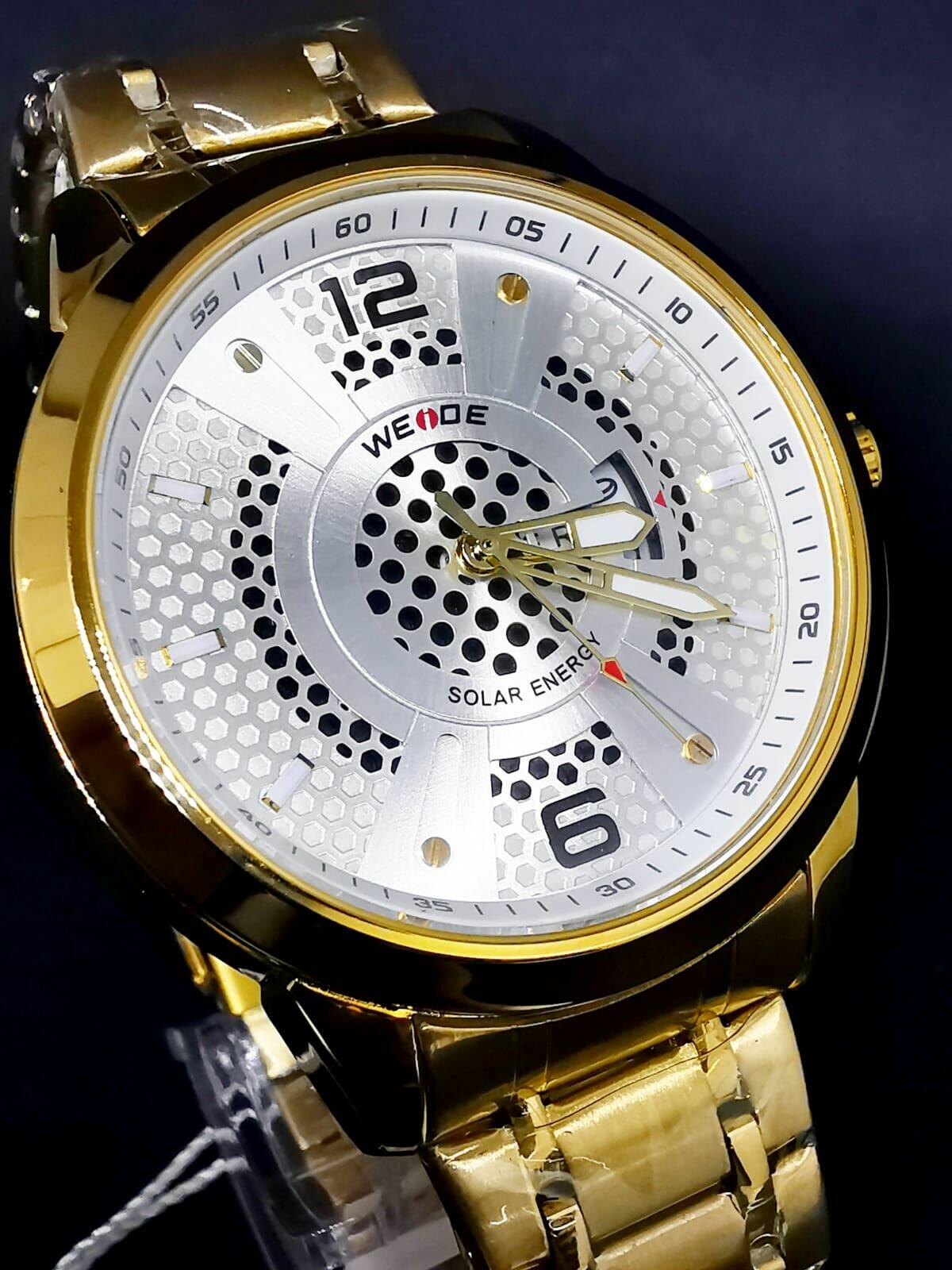 Relógio Masculino Wende Gold Fundo Branco - A Prova D'Água