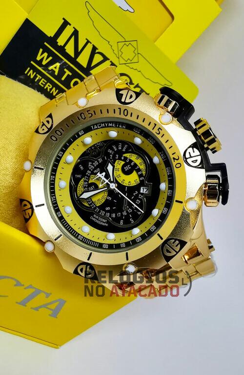Relógio Masculino Invicta Venon Hybrid Dourado/Preto Resistente a água - Com Caixa Premium