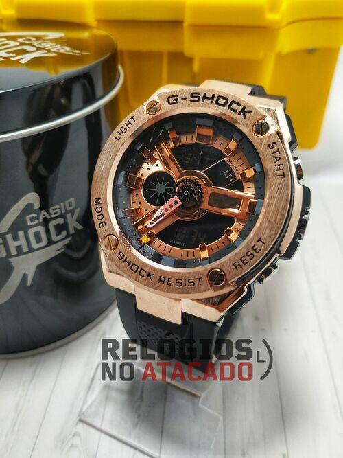 Relógio masculino militar G-Shock Metal Ga110 Metal Preto/Rose