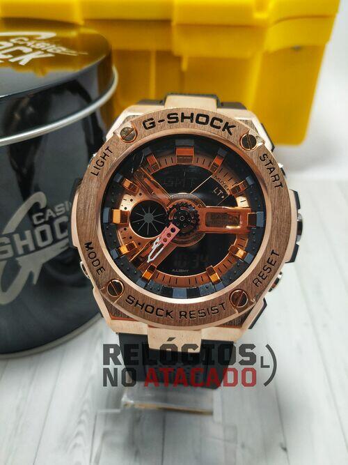 Relógio masculino militar G-Shock Metal Ga110 Metal Preto/Rose