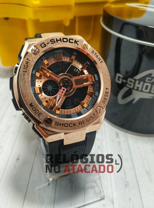 Relógio masculino militar G-Shock Metal Ga110 Metal Preto/Rose