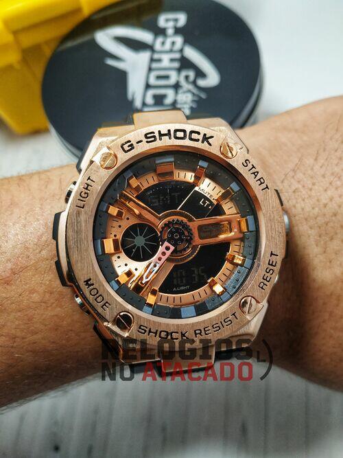 Relógio masculino militar G-Shock Metal Ga110 Metal Preto/Rose