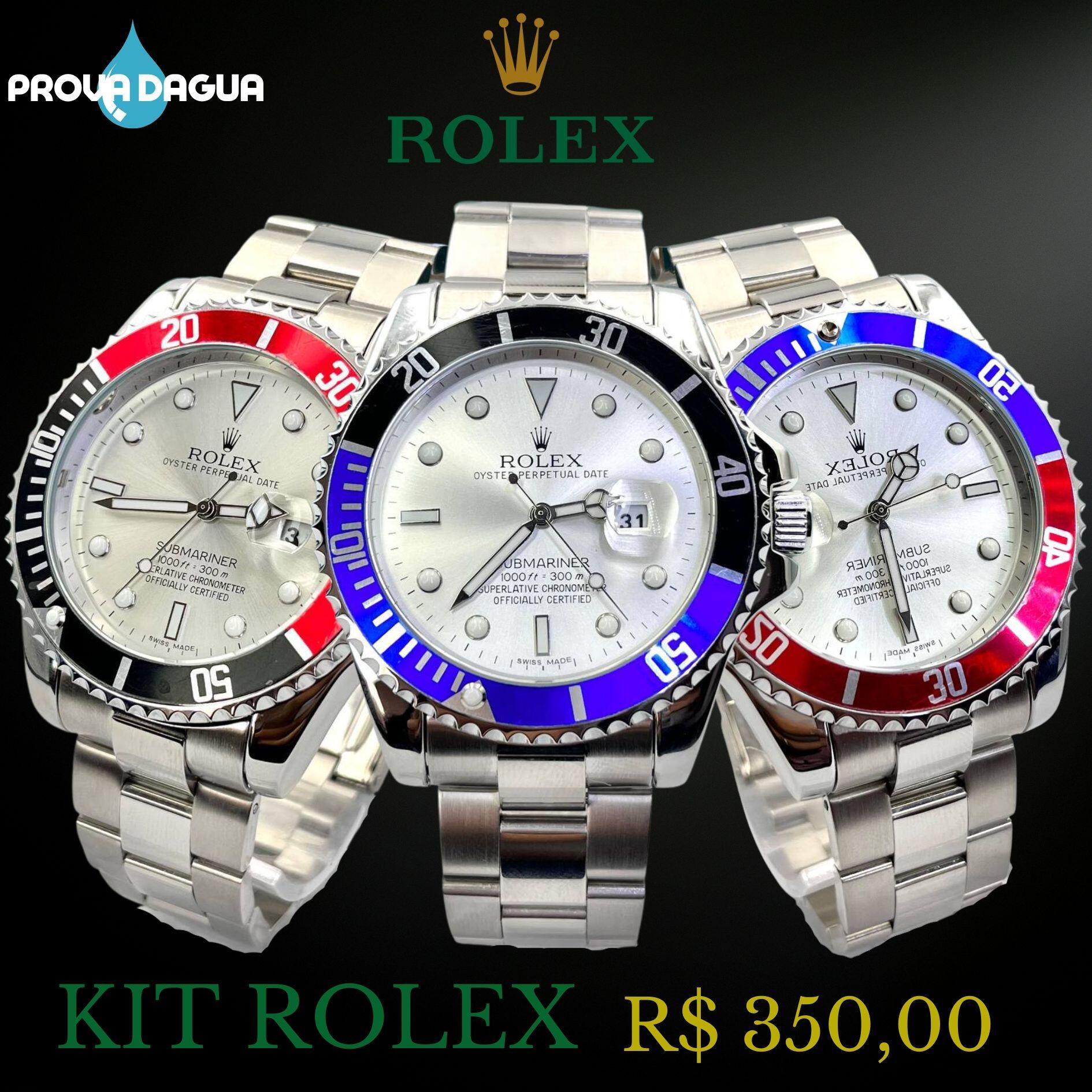 Comprar kit 3 Relógio Prata Rolex, G-Shock e Oakley a prova dagua -  R$349,99 - Rélógios no Atacado