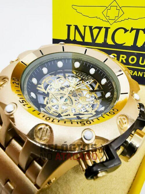 Relógio Masculino Invicta Venon Hybrid Skeleton Preto / Dourado Resistente a água - Com Caixa Premium