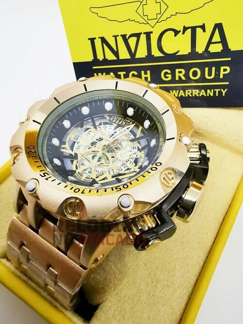 Relógio Masculino Invicta Venon Hybrid Skeleton Preto / Dourado Resistente a água - Com Caixa Premium