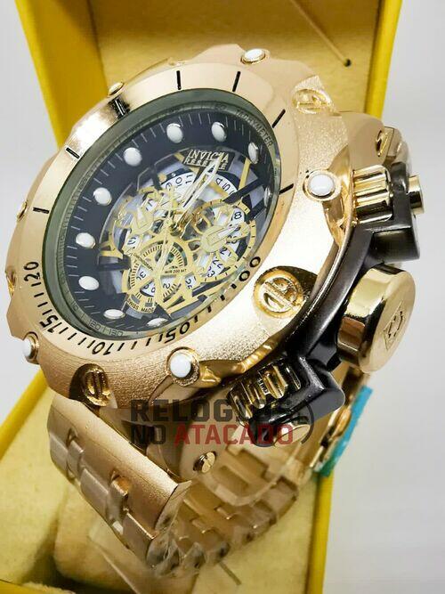 Relógio Masculino Invicta Venon Hybrid Skeleton Preto / Dourado Resistente a água - Com Caixa Premium