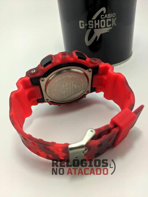 Relógio G-Shock Ga100 Camuflado Vermelho