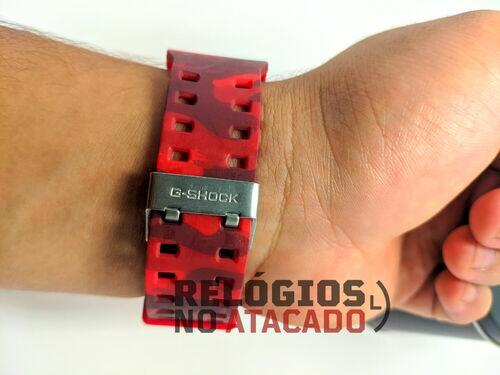 Relógio G-Shock Ga100 Camuflado Vermelho