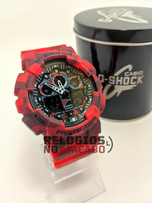 Relógio G-Shock Ga100 Camuflado Vermelho