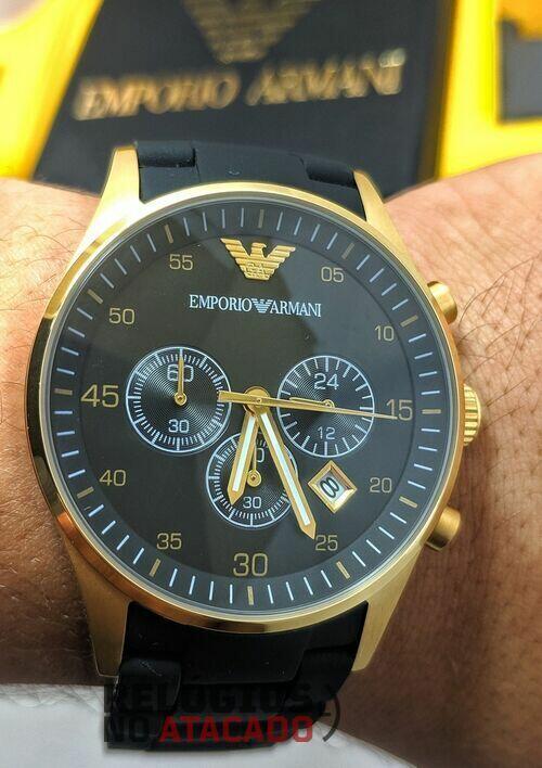 Relógio Emporio Armani Ar5905 Preto Dourado Unissex Linha Luxo- 100% Funcional