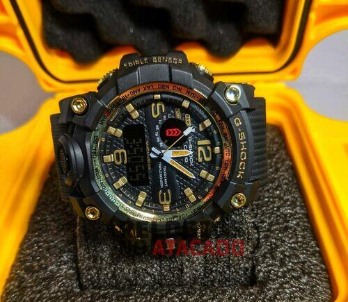 G-shock mudmaster Preto/Dourado Linha Gold