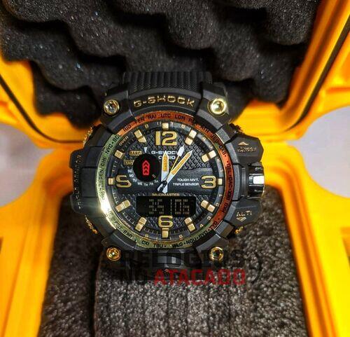 G-shock mudmaster Preto/Dourado Linha Gold