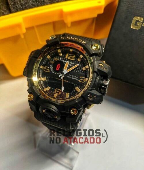 G-shock mudmaster Preto/Dourado Linha Gold