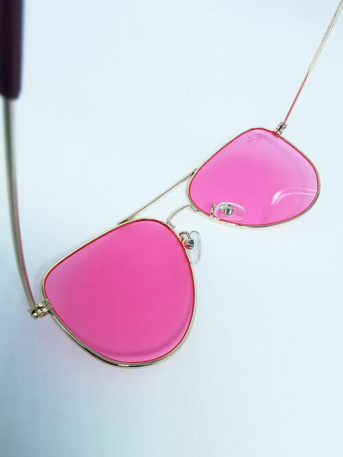 Óculos Ray Ban Round Aviador Dourado / Rosa