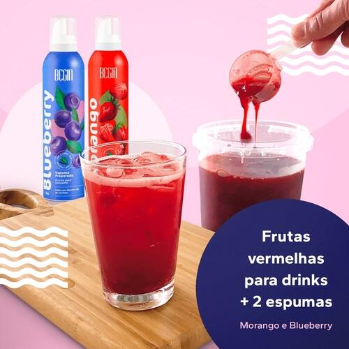 Kit Frutas Vermelhas para Drinks + 2 Espumas (Morango e Blueberry)