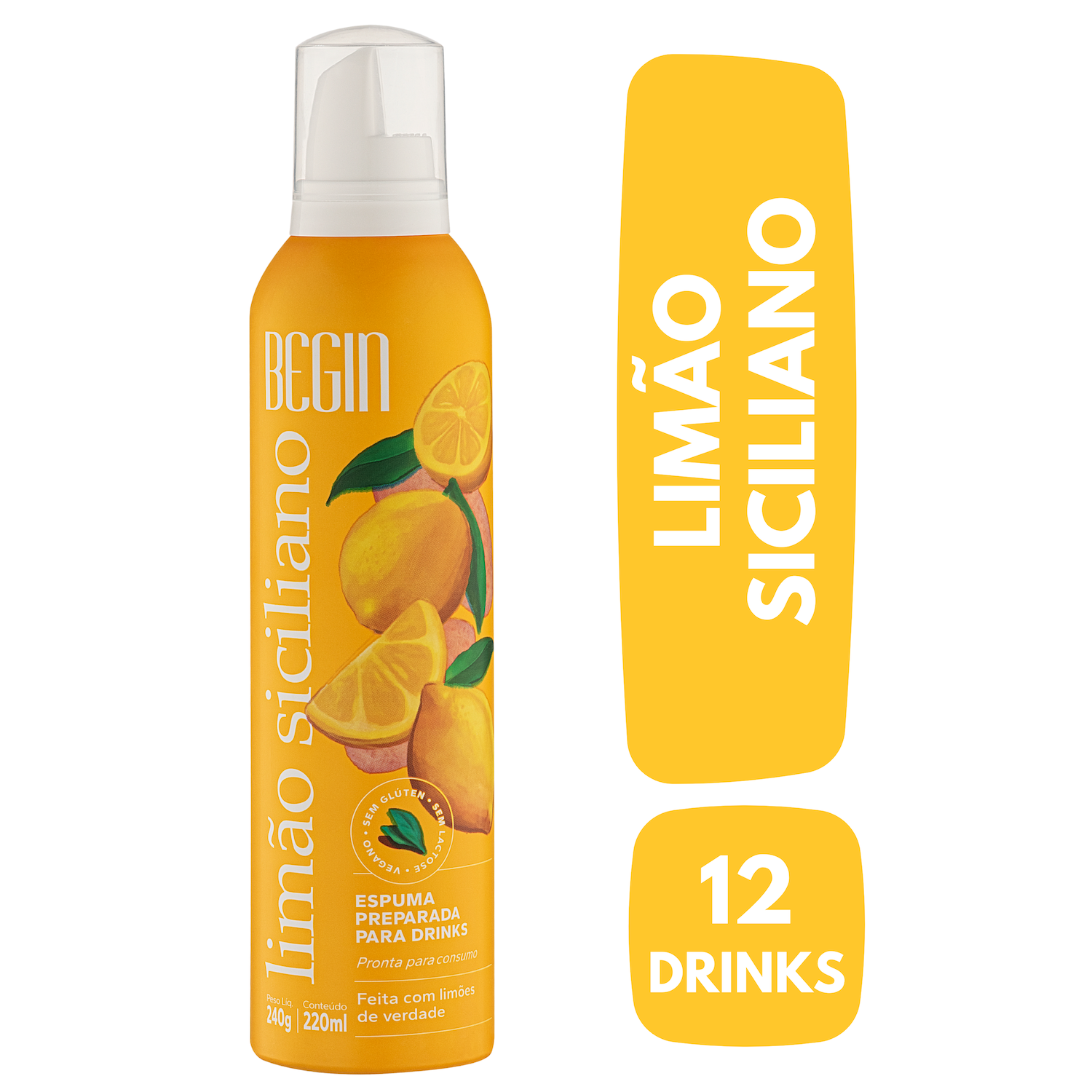 ★ツインズママ★カシー　Lemon Morning mist 180ml Espuma de Limão Siciliano para Drinks | Begin
