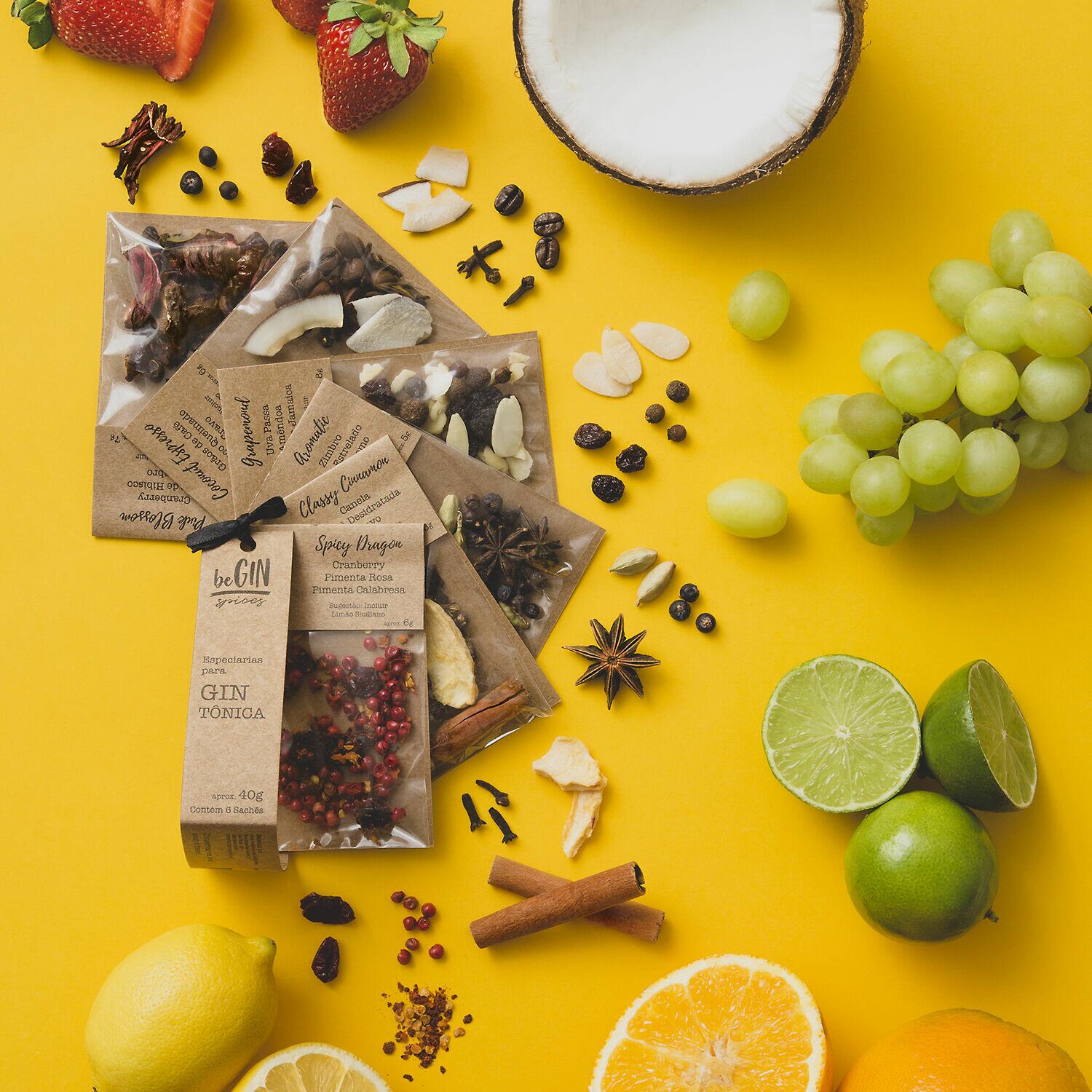3 Kits De Especiarias e Espumas de Limão e Gengibre para Gin Tônica
