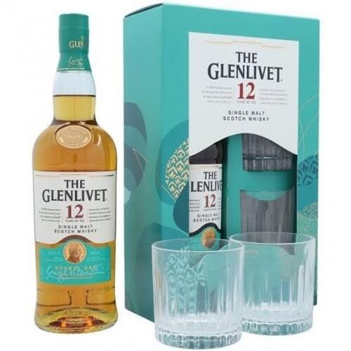 Comprar Kit Whisky Glenlivet 12anos Single Malt 750ML + 2 Copos