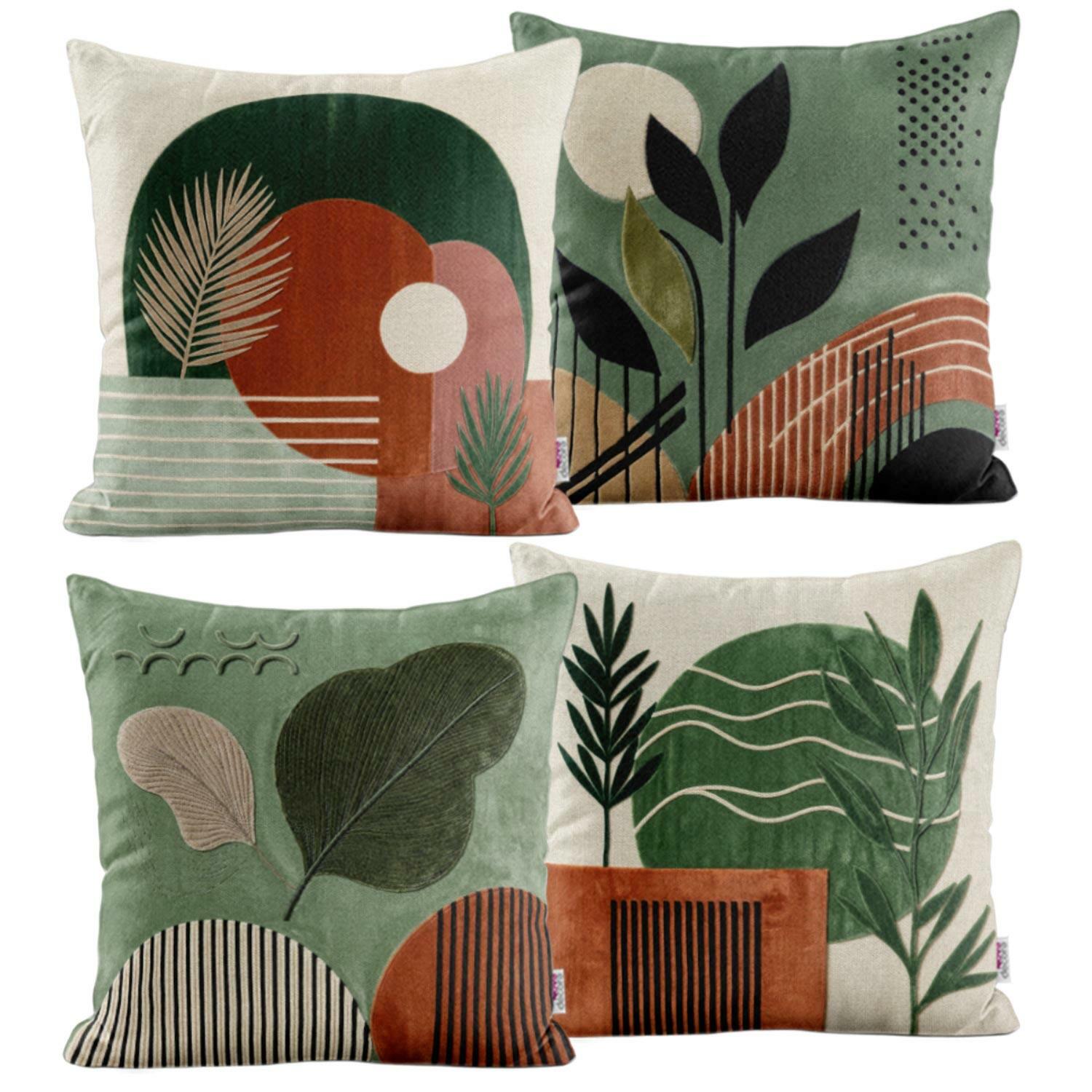 Kit 4 Capas de Almofadas Verde Terracota | Sofá Decorativo
