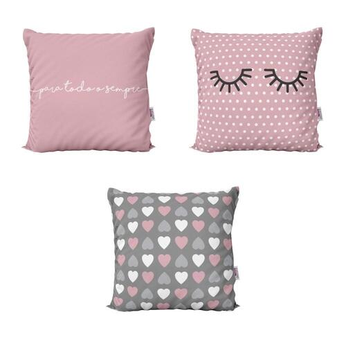 Almofadas Personalizadas Rosa e Cinza Para Todo o Sempre Para Sof
