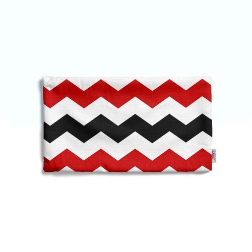 Almofada Retangular Vermelha e Preta Zigzag Decorativa Para Sofá 30x50