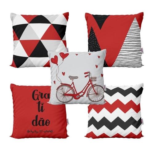 Almofadas Vermelhas e Pretas Bike Decorativas Para Sof