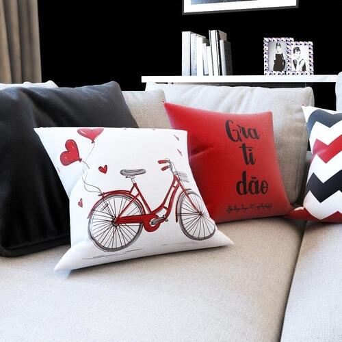 Almofadas Vermelhas e Pretas Bike Decorativas Para Sof
