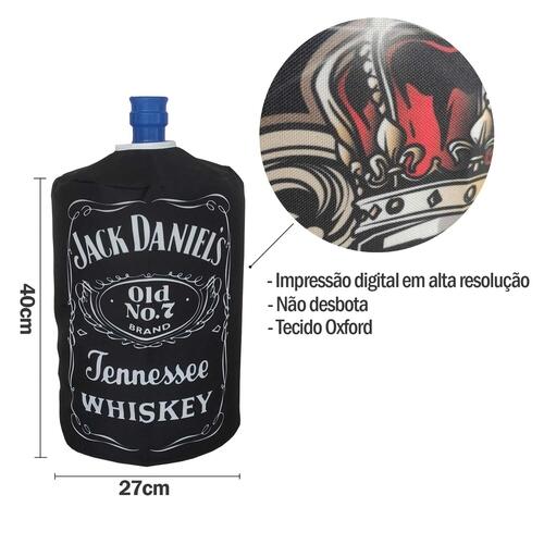 Capa Para Galão de Água 20 Litros Invertido Preto Bebida Jack Daniel's