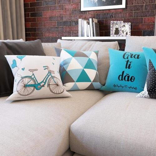 Almofadas Azul e Preto Decorativas Bike Gratido Para Sof