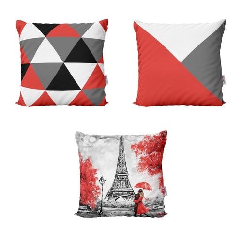 Capas de Almofadas Para Sof Vermelhas e Cinza Casal Love Paris