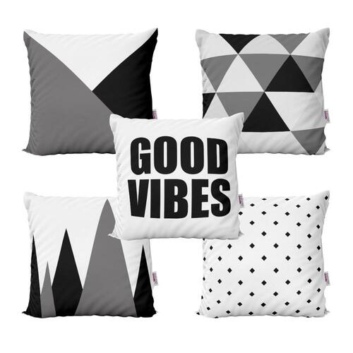 Almofadas Decorativas Preto e Branco Good Vibes Para Sof
