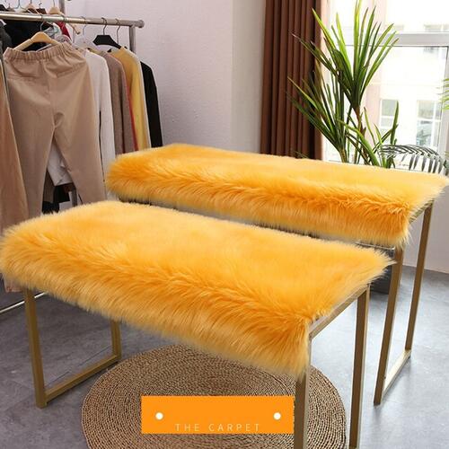 Manta Xale de Pelcia Pelo Alto Amarelo Para Sof/Cadeira Decorao Youtubers 1,00x80cm