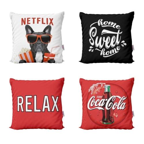 Capas de Almofadas Decorativas Netflix, Relax e Home Sweet Home Para Sofá