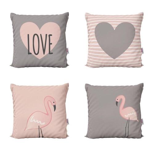 Capas de Almofadas Flamingos Love Para Sof