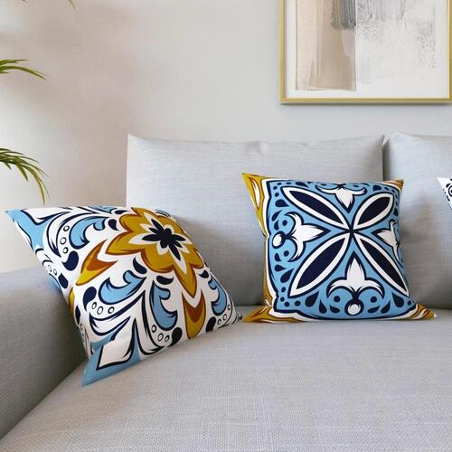 Almofadas de Veludo Aveludadas e Decorativas Azulejo Portugus Para Sof