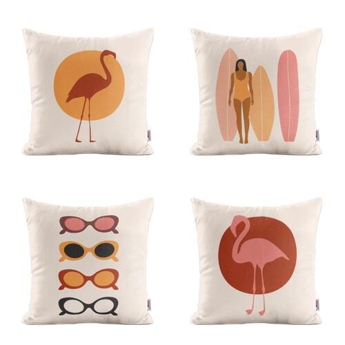 Almofadas Terracota Decorativas Flamingos Para Sof