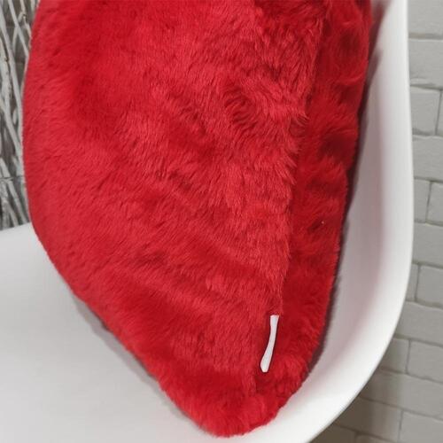 Capa de Almofada de Pelo Pelcia Pelo Curto Luxo Vermelha