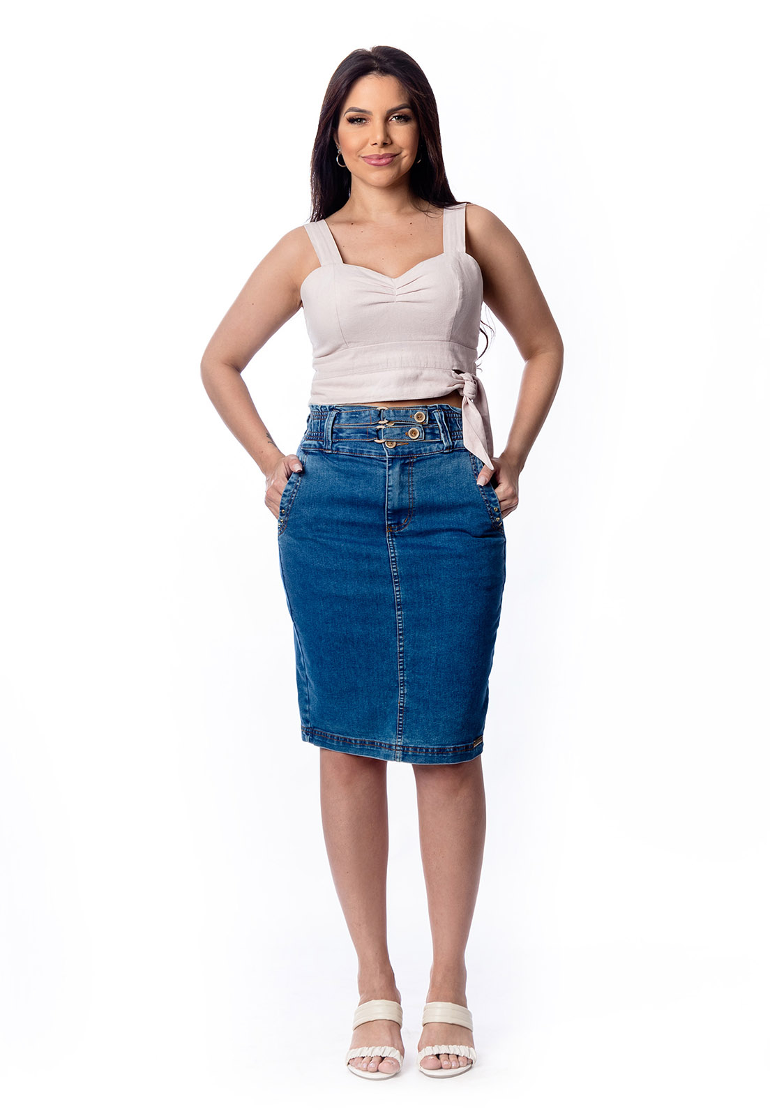 Evangélica Saia Jeans Longa Justa Jeans Evangelica Saia Jeans Midi