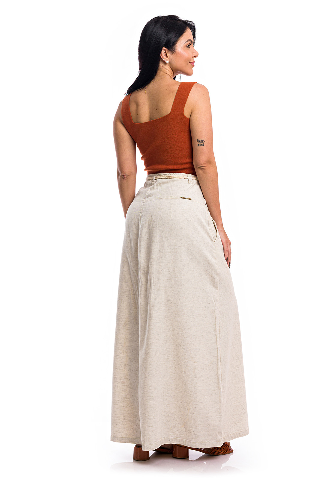 Saia Longa Linho com Cintinho