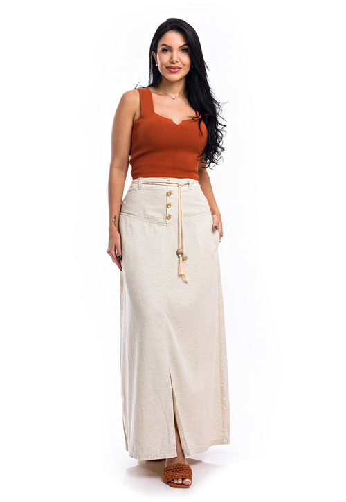Comprar Saia Longa Linho com Cintinho a partir de R$160,45 Restrito  Jeans