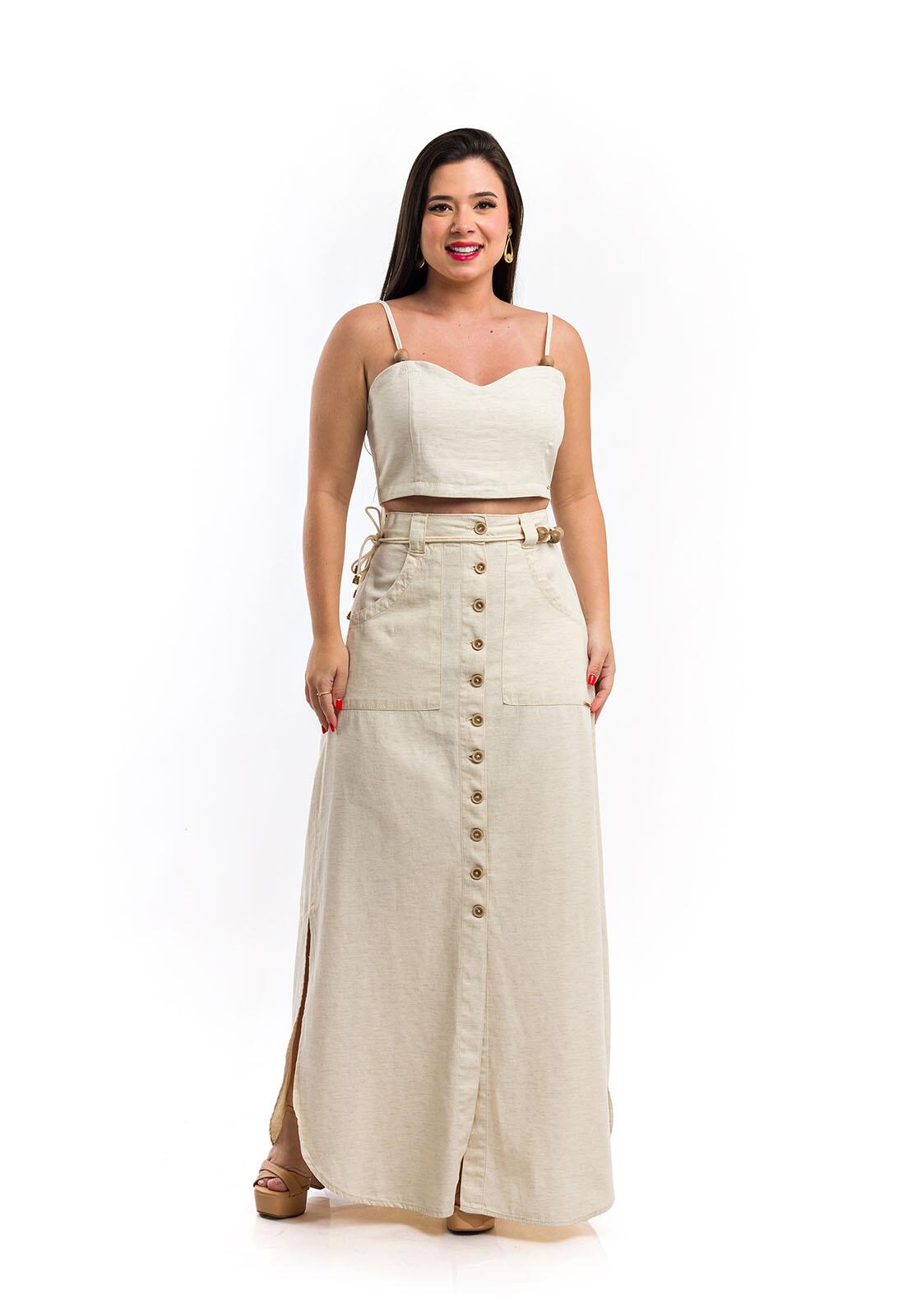 Comprar CONJUNTO SAIA LONGA E CROPPED 2 EM 1 LINHO NATURAL PREMIUM - a ...