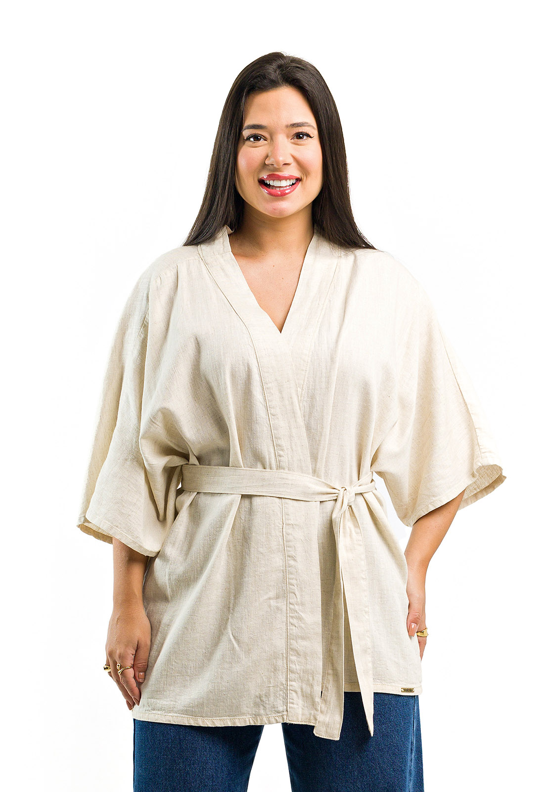 Kimono Com Linho Sem Elastano - Main Image