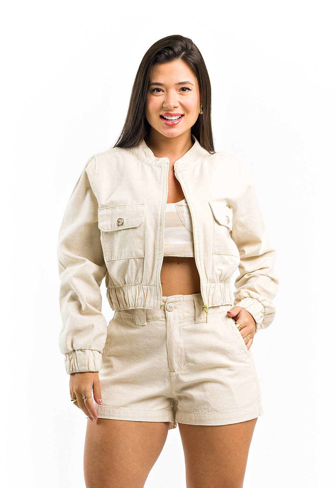 Jaqueta Bomber Com Linho