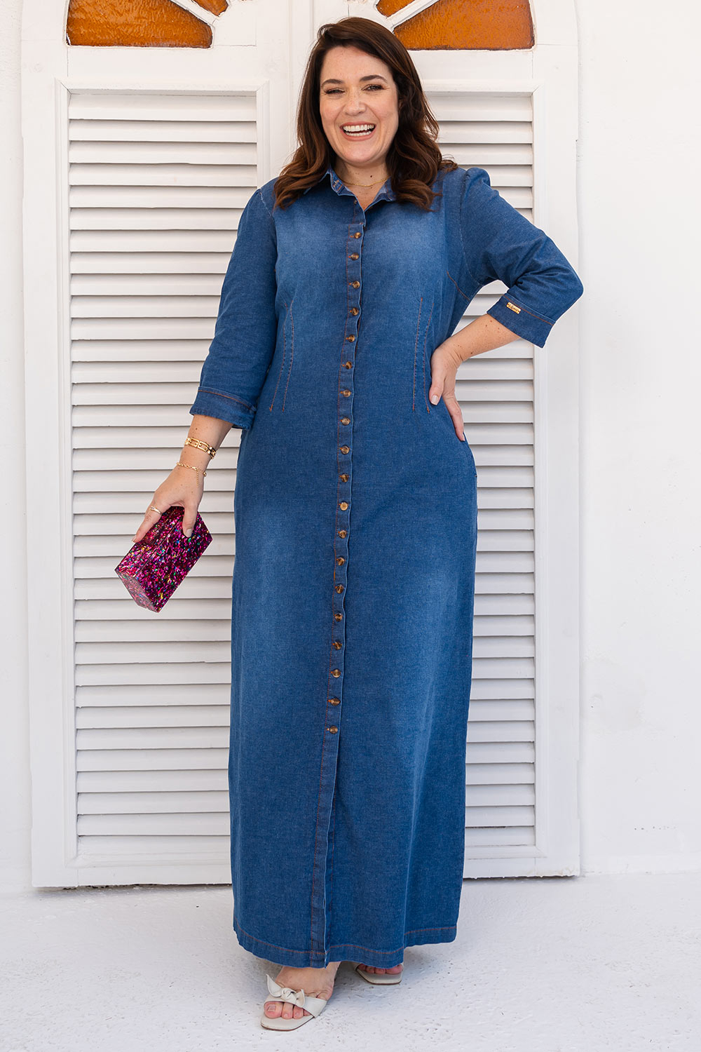 Vestidos Longos Moda Plus Size Vestido Jeans Vestido Jeans Azul