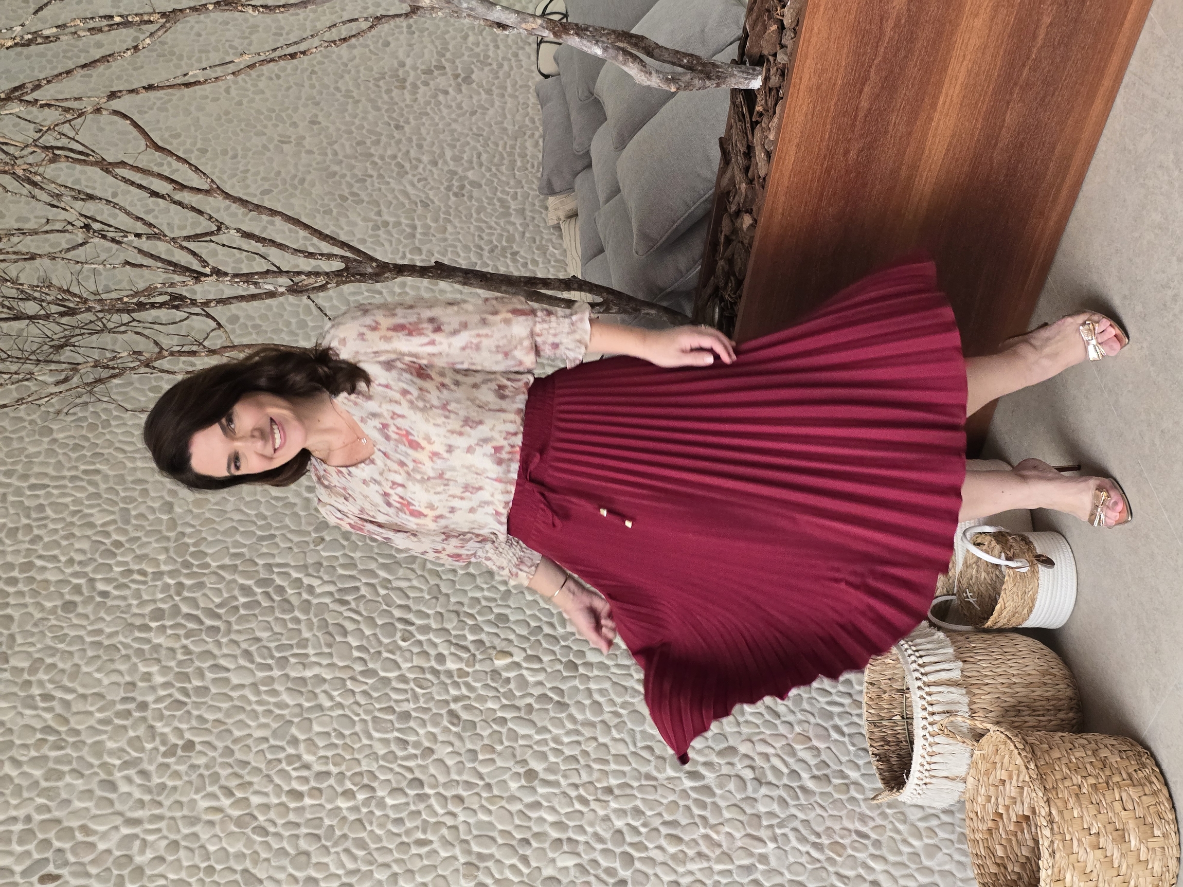 Saia Plissada Look Evangelico Plus Size Saia Plissada Midi Pink