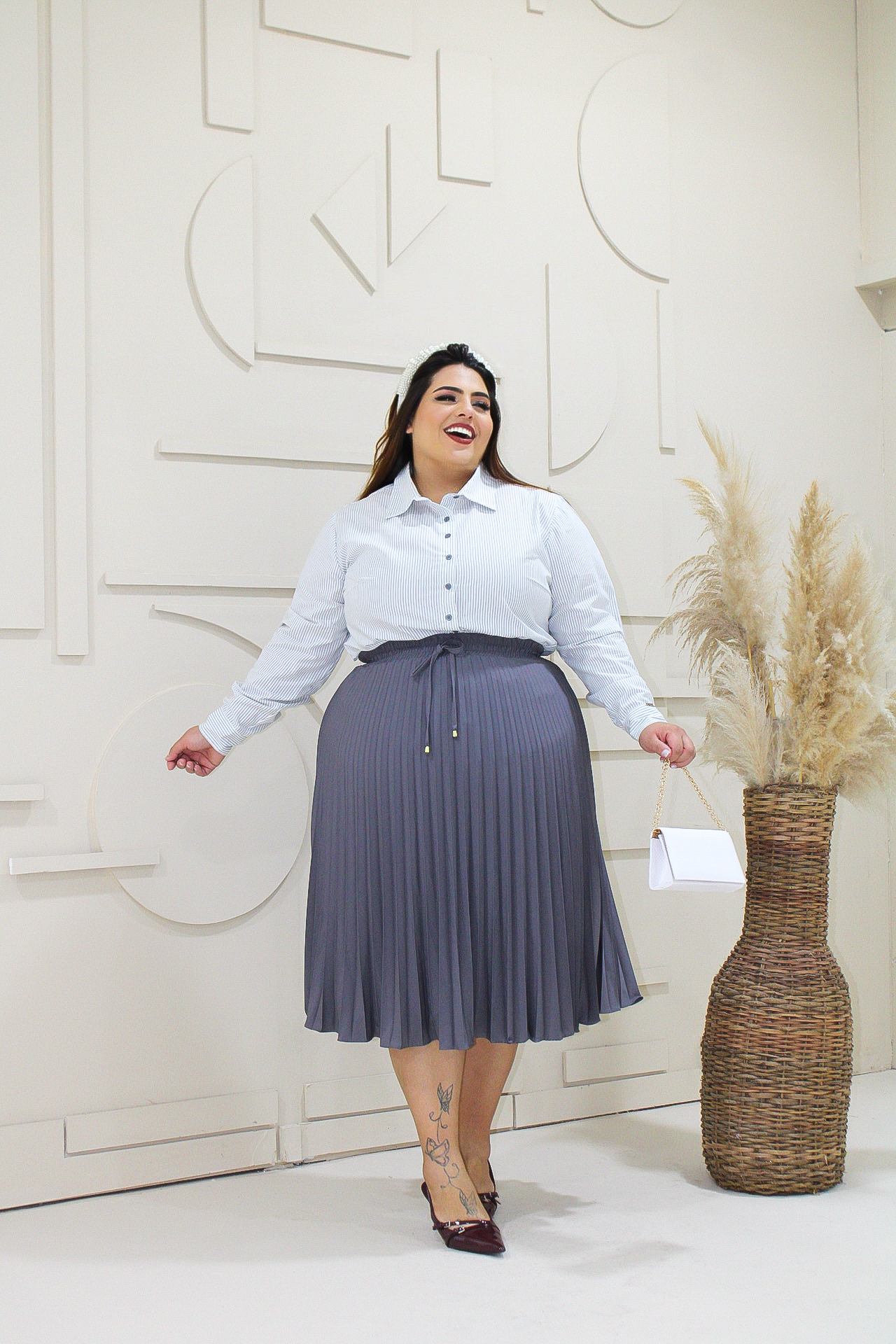 Saia Plissada Preta Plus Size Saia Midi Plissada Tule Saia