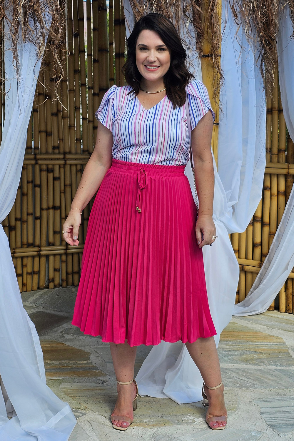 Look Saia Longa Plissada Saia Plissada Midi Plus Size Plus Size Saia  Plissada Crepe Saia Plissada, image size:1000x1500